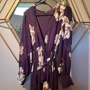 Long sleeve plum color maxi